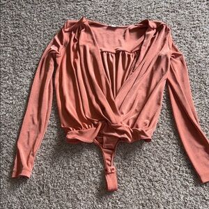 Intimately Free People orange long sleeve body suit size small